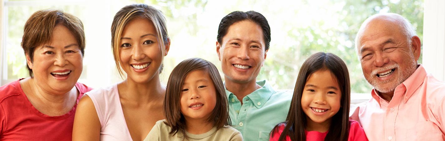 Happy family outside