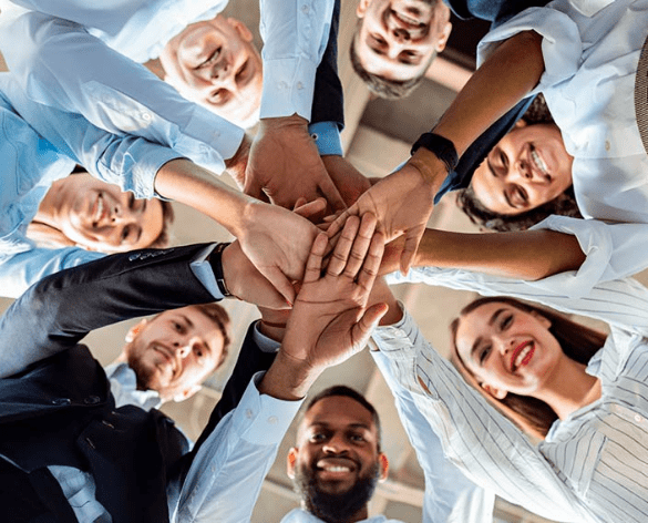 Group of employees showing teamwork
